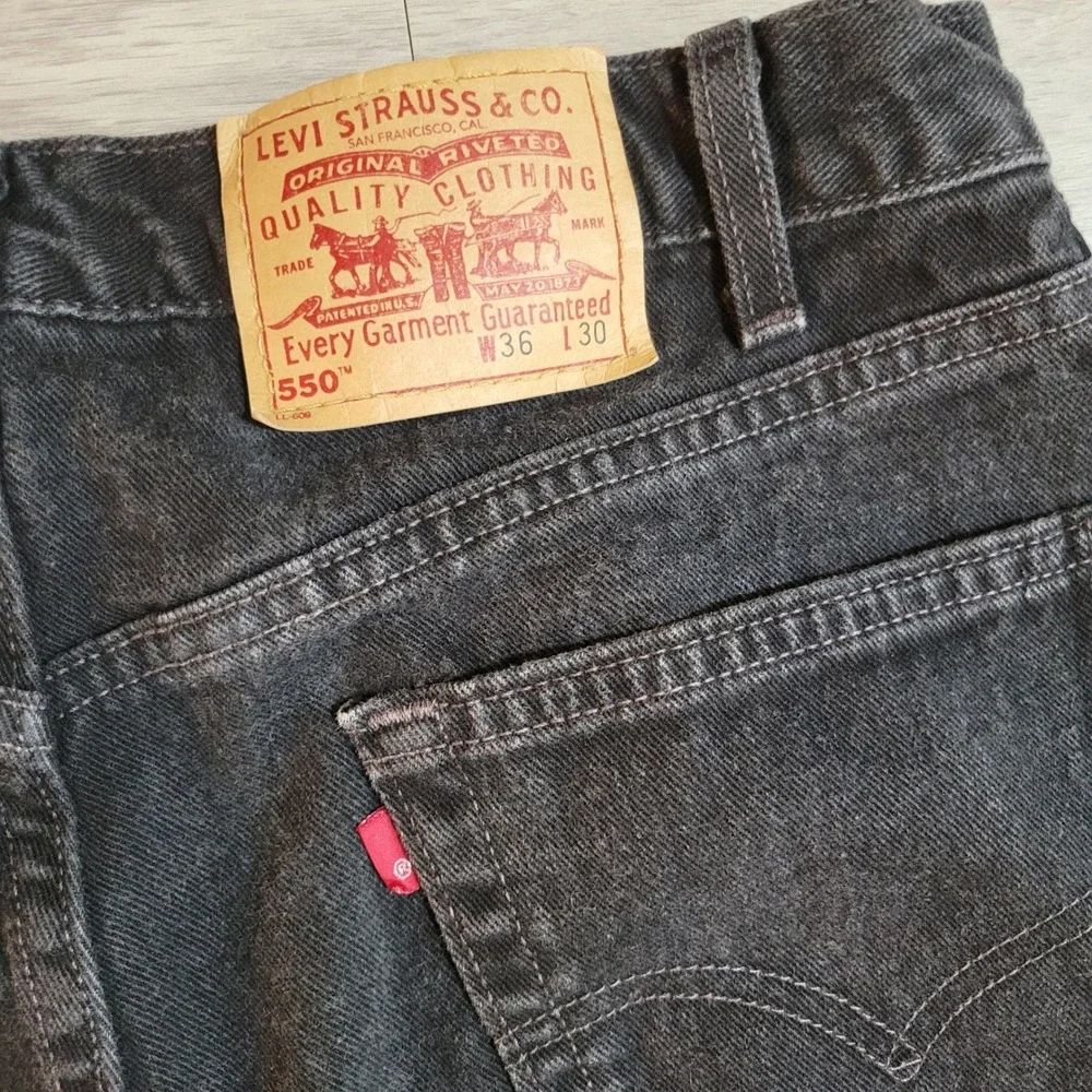 VTG Levis 550 Relaxed Fit Black Jeans Made in USA 2001 34(Tag 36)x30 Tapered Leg